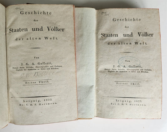 1822 History of states & peoples of ancient world in GERMAN antique 2 VOLUMES