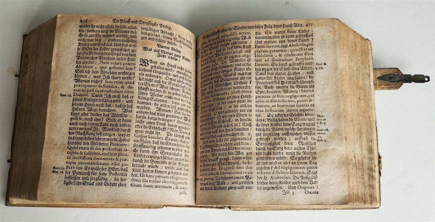 1719 THEOLOGY BOOK in GERMAN antique PIGSKIN BINDING