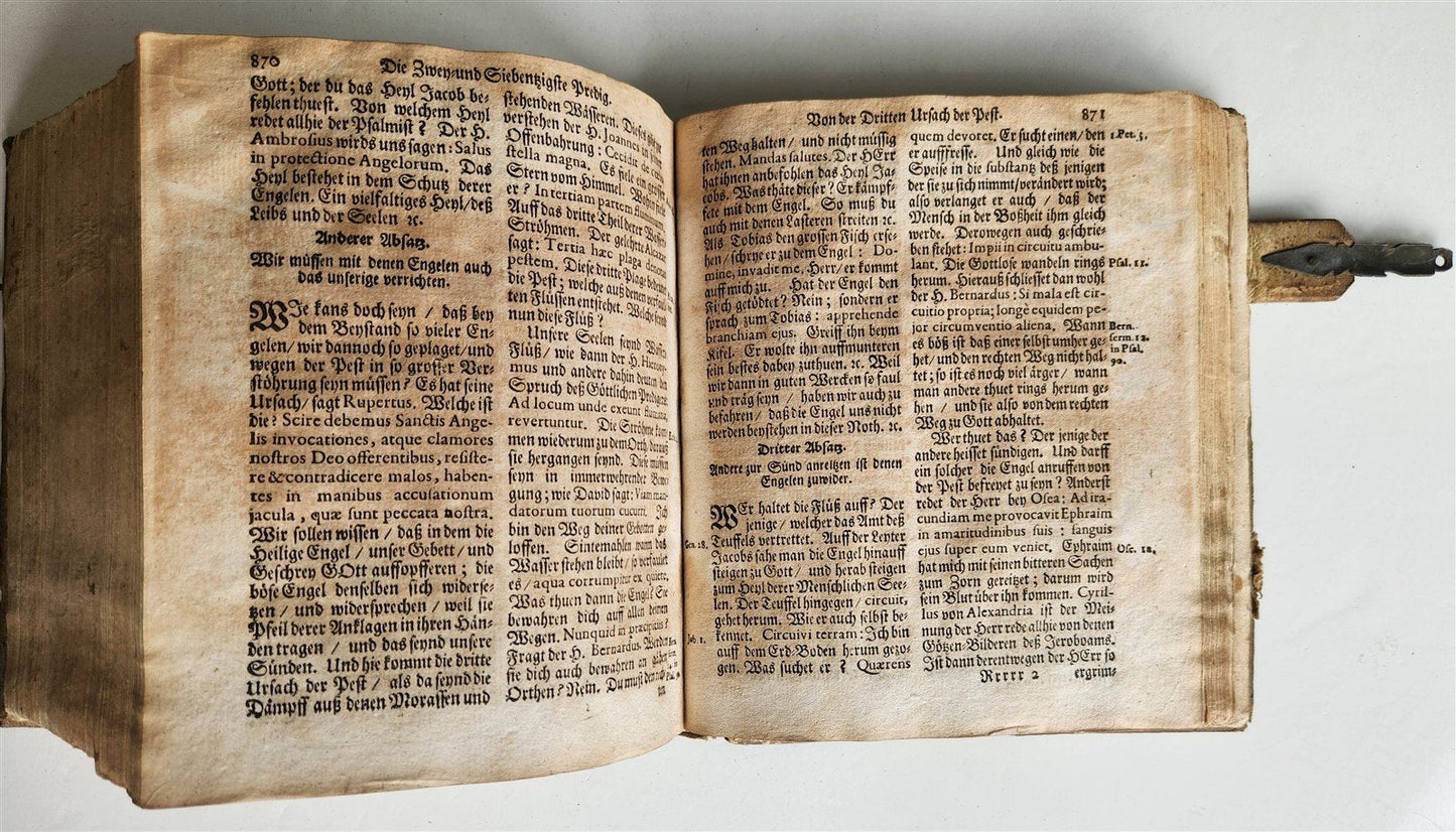 1719 THEOLOGY BOOK in GERMAN antique PIGSKIN BINDING