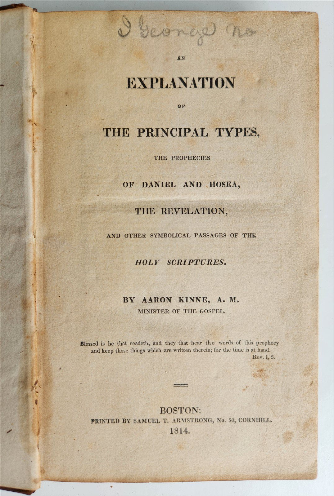 1814 EXPLANATION of PRINCIPAL TYPES THE PROPHECIES from BIBLE antique AMERICANA