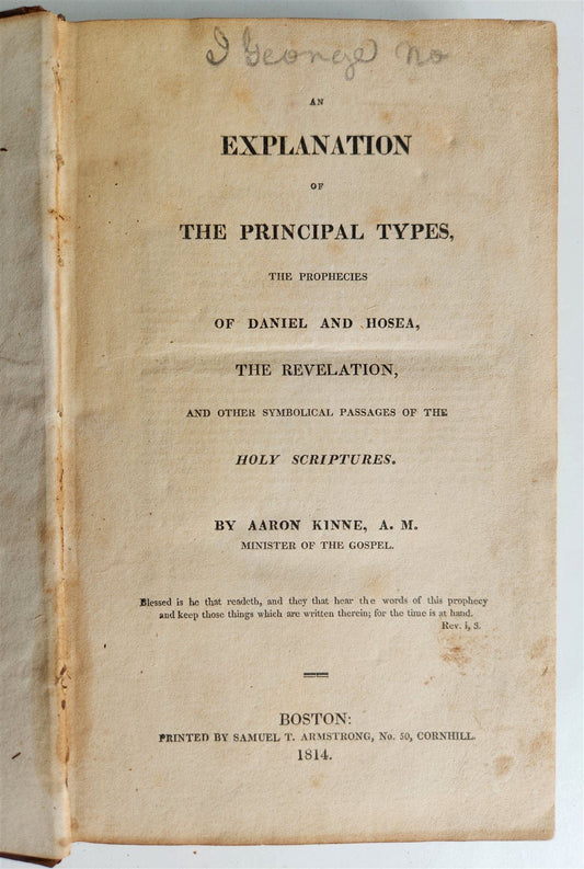 1814 EXPLANATION of PRINCIPAL TYPES THE PROPHECIES from BIBLE antique AMERICANA