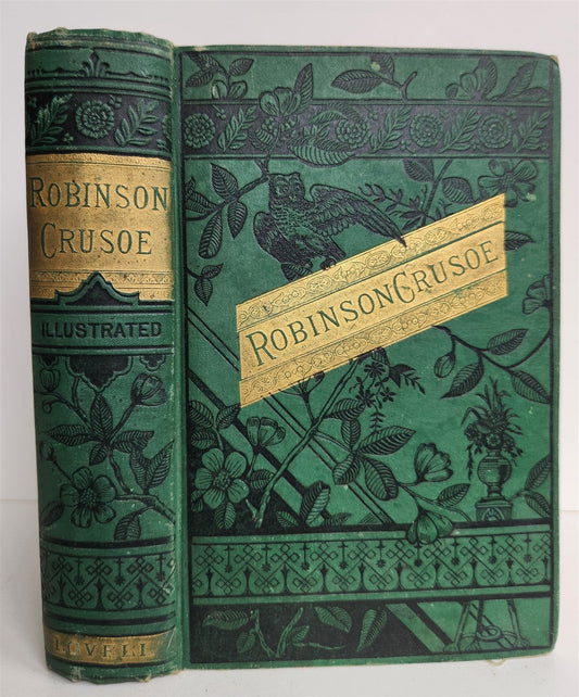 1880 LIFE AND ADVENTURES of ROBINSON CRUSOE by DANIEL DE FOE antique
