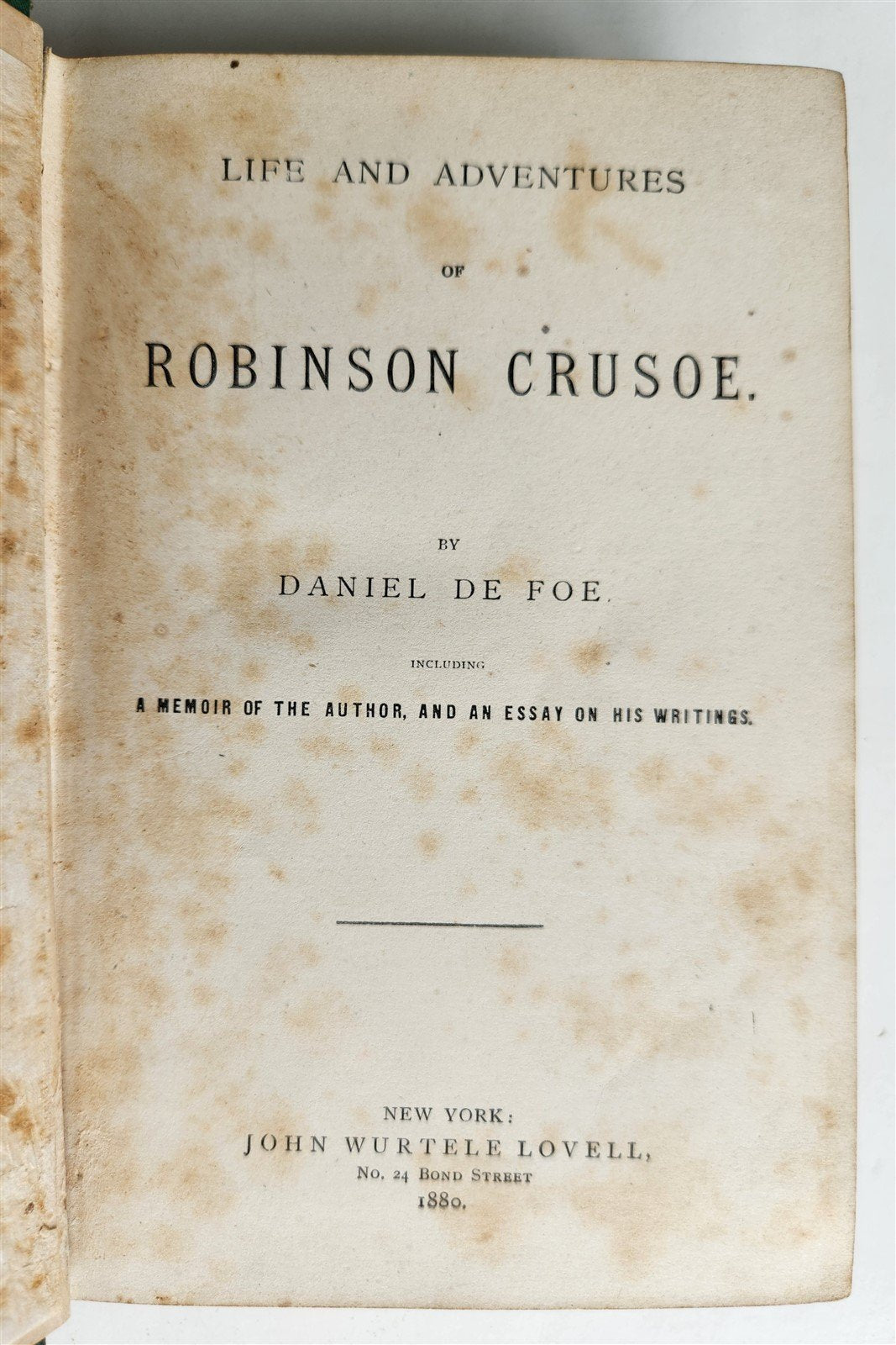 1880 LIFE AND ADVENTURES of ROBINSON CRUSOE by DANIEL DE FOE antique