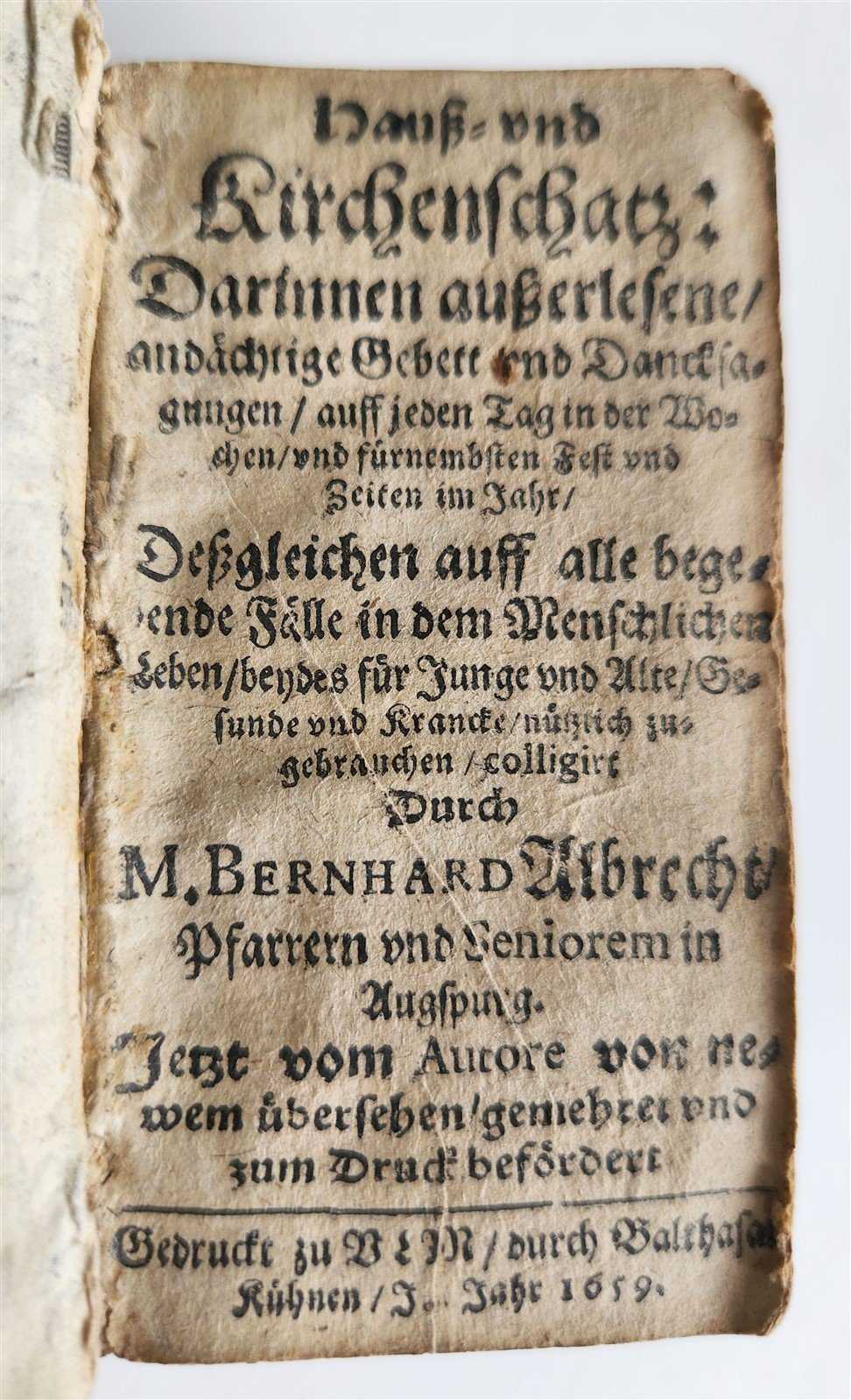 1659 PRAYER BOOK in GERMAN Haus-und-Kirchenschatz ANTIQUE by Bernhard Albrecht