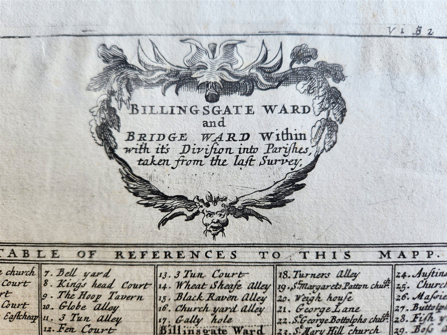 1754 MAP of LONDON antique BILLINGSGATE WARD and BRIDGE WARD