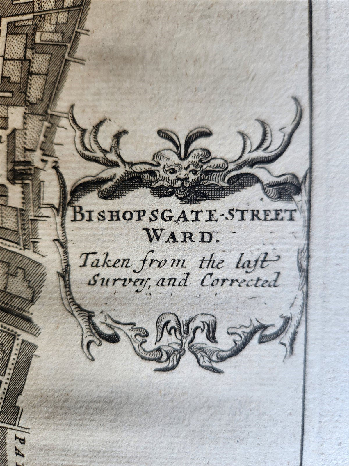 1754 MAP of LONDON antique BISHOPGATE STREET WARD