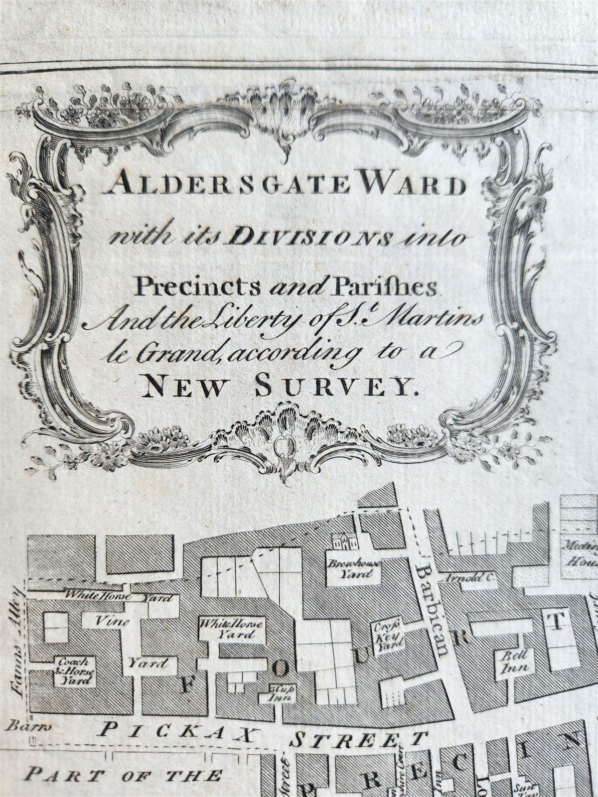 1754 MAP of LONDON antique ALDERSGATE WARD