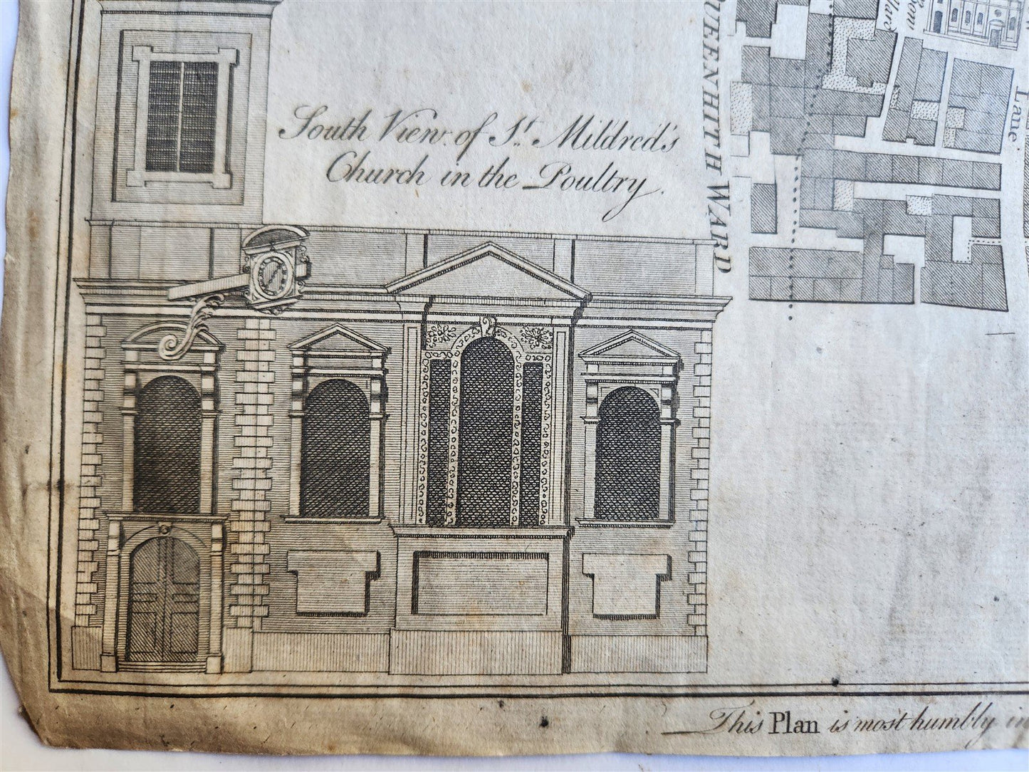 1755 MAP of LONDON antique CHEAP WARD