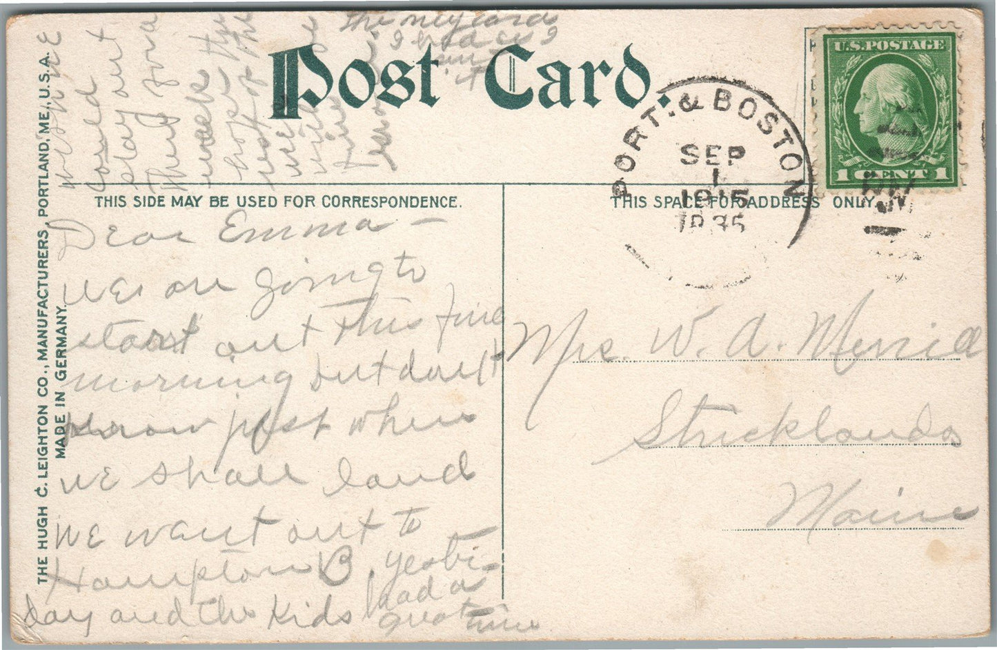 YORK ME OLD CEMETERY ANTIQUE POSTCARD