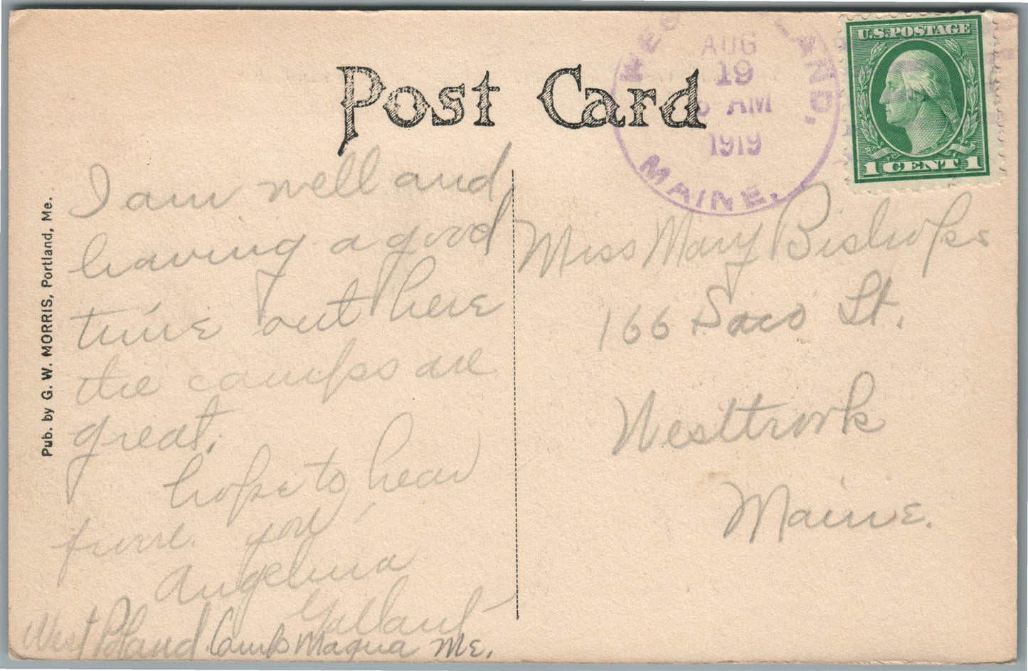 POLAND ME CAMP MAQUA ANTIQUE POSTCARD