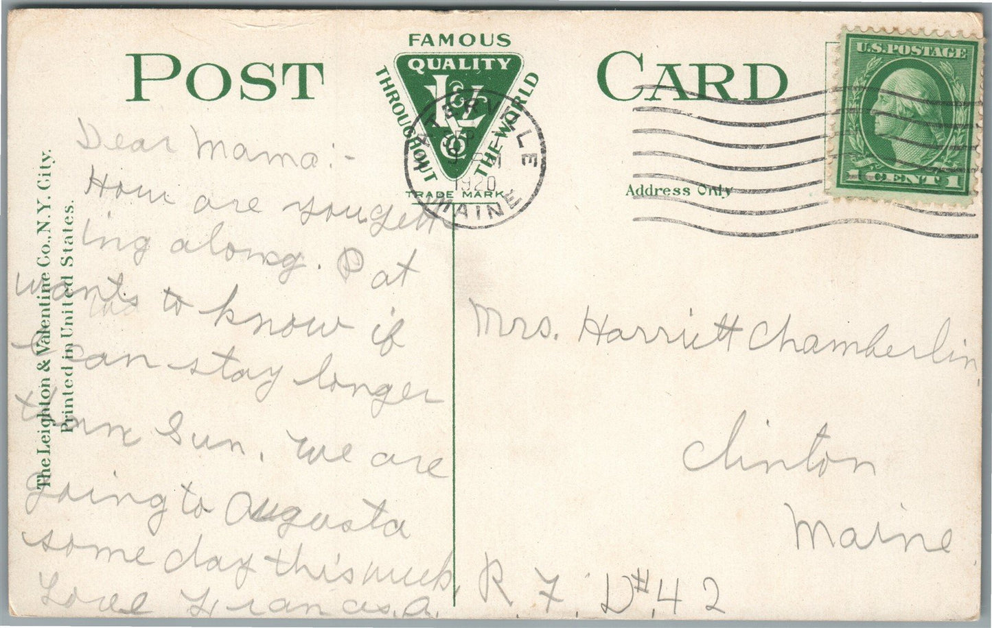 WATERVILLE ME PIE PLATE FACTORY ANTIQUE POSTCARD