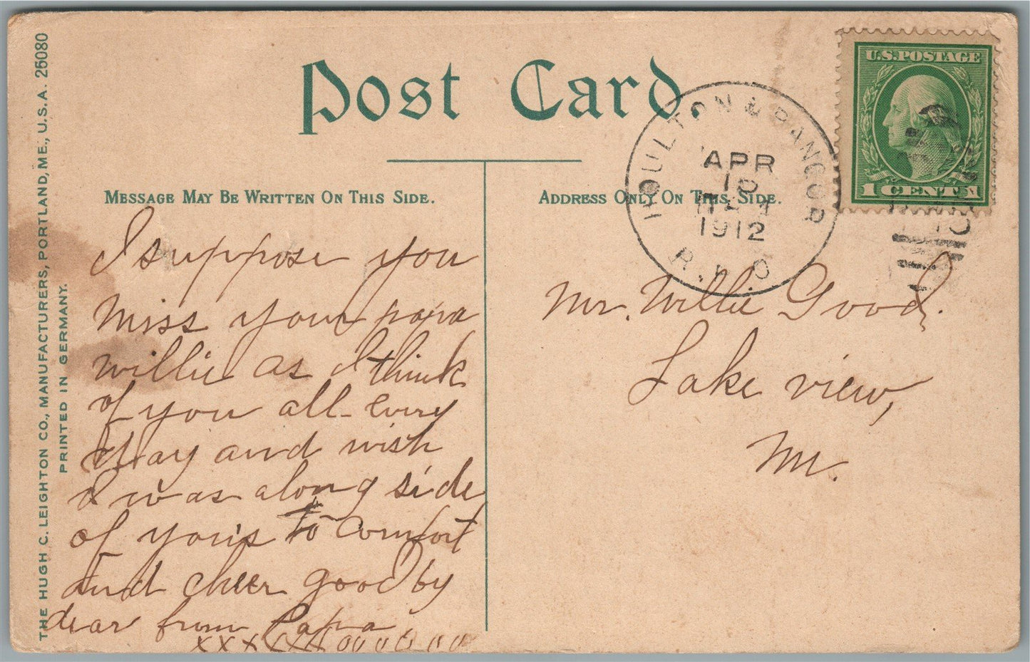 PENOBSCOT ME RIVER DRIVERS ANTIQUE POSTCARD