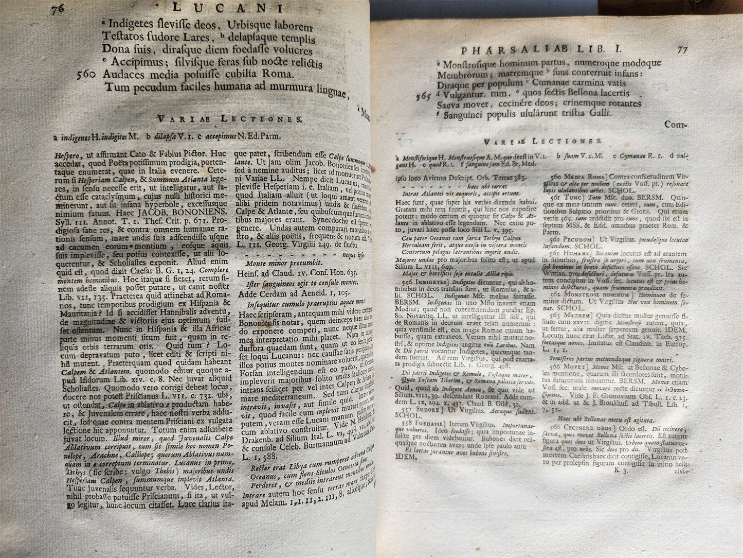 1728 PHARSALIA by LUCAN antique ANCIENT ROMAN POEM 2 volumes