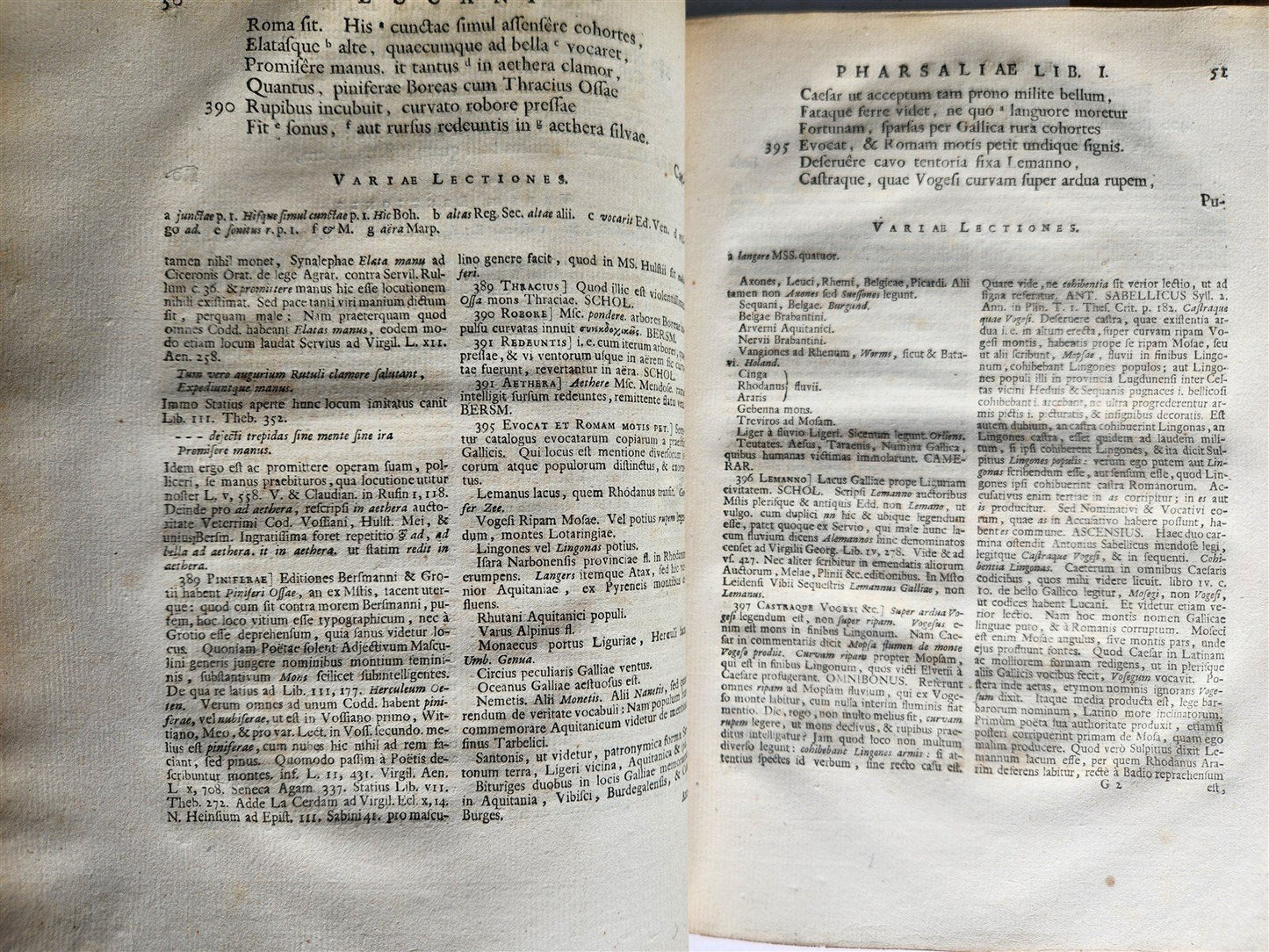 1728 PHARSALIA by LUCAN antique ANCIENT ROMAN POEM 2 volumes