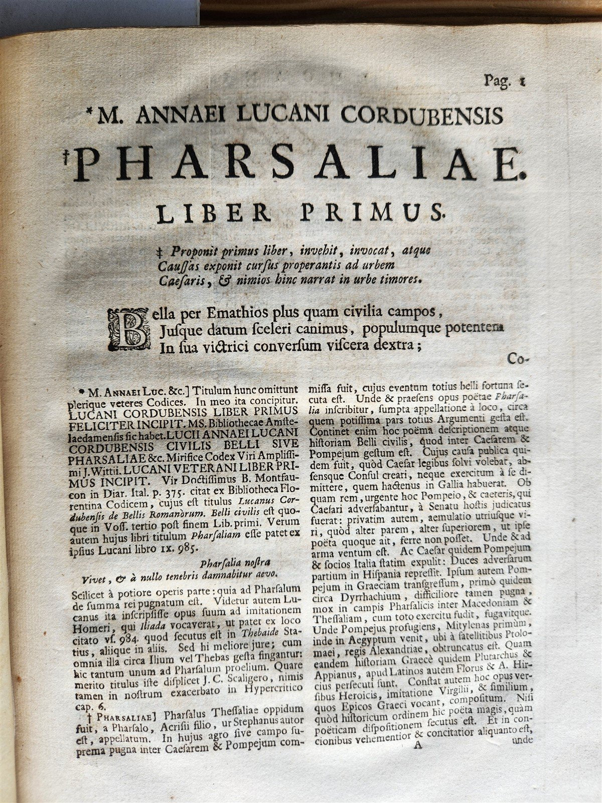1728 PHARSALIA by LUCAN antique ANCIENT ROMAN POEM 2 volumes