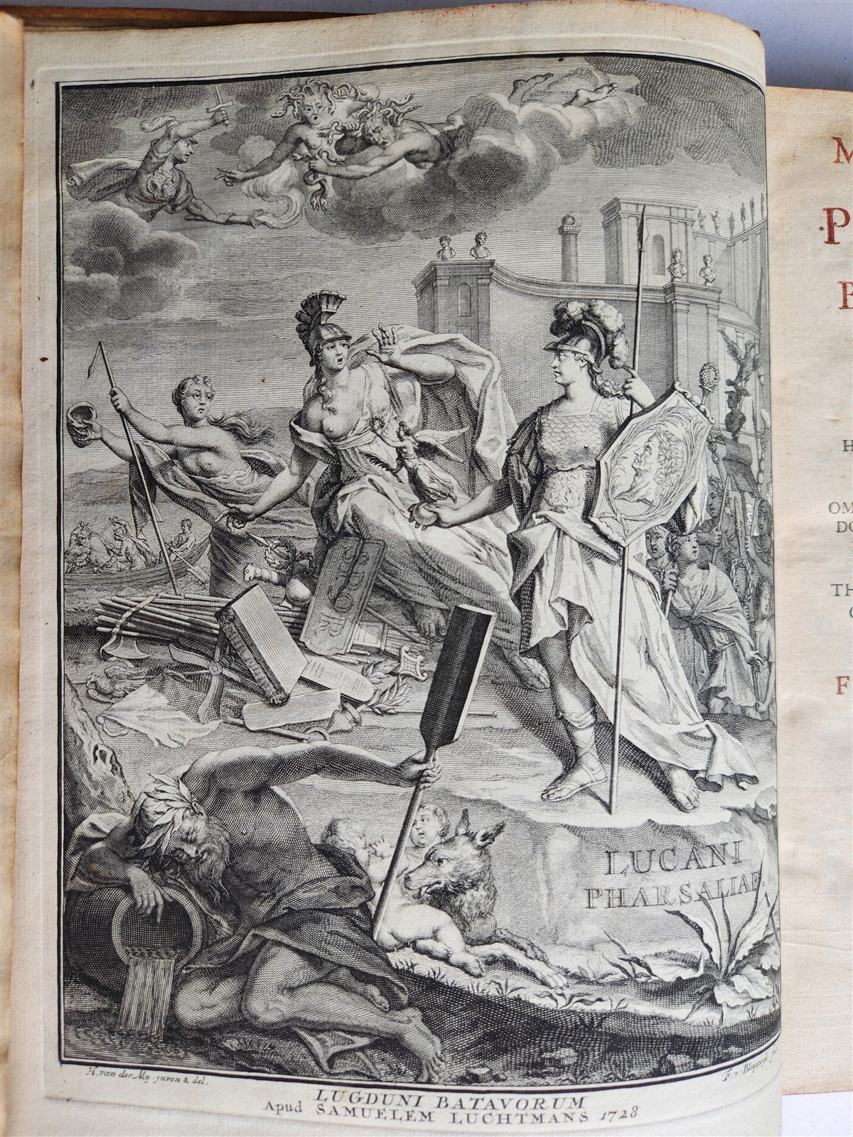 1728 PHARSALIA by LUCAN antique ANCIENT ROMAN POEM 2 volumes