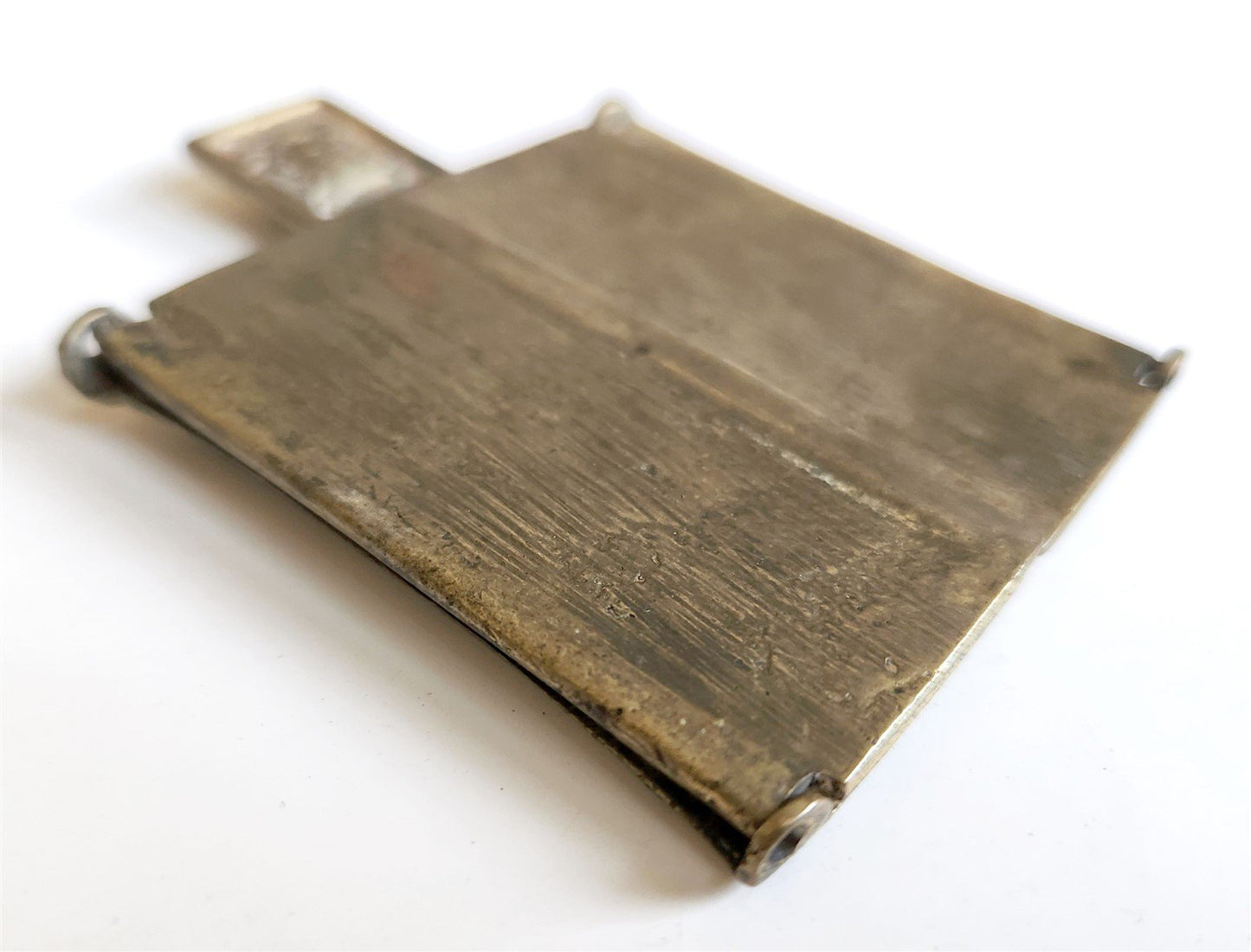 RUSSIAN BRONZE TRAVELER'S ICON TRYPTICH of SELECTED SAINTS antique 18 century