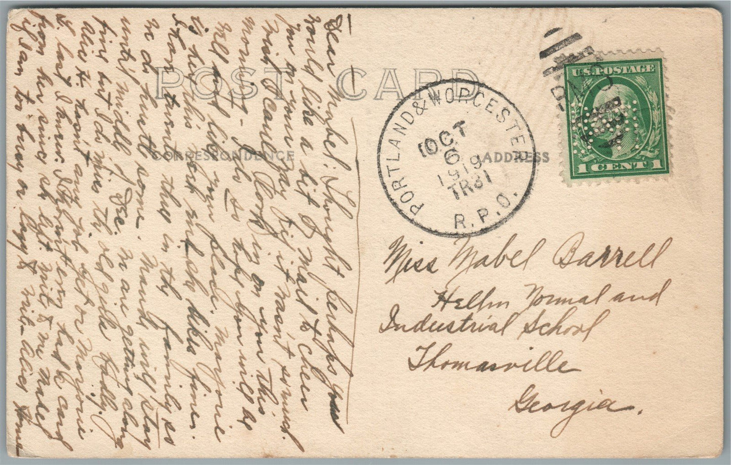 MAINE STREET SCENE ANTIQUE REAL PHOTO POSTCARD RPPC Portland & Worcester RPO