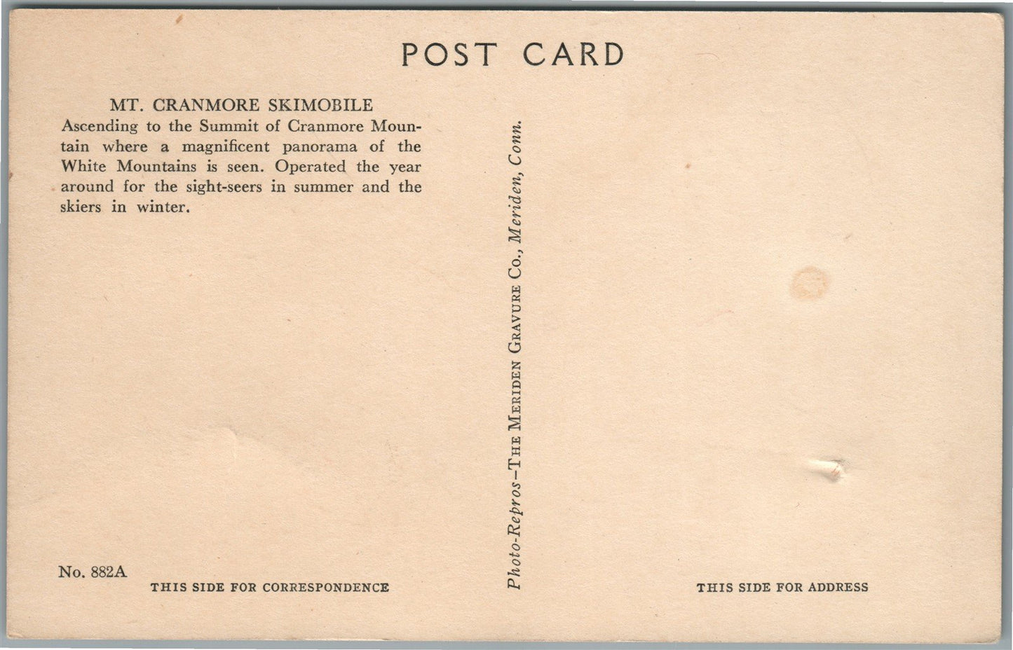 NORTH CONWAY WHITE MTS NH SKIMOBILE ANTIQUE POSTCARD