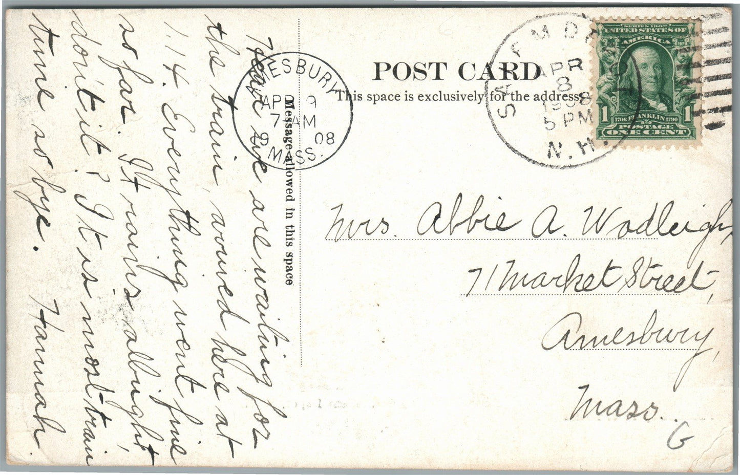 SALEM DEPOT NH HOTEL ROCKINGHAM ANTIQUE POSTCARD