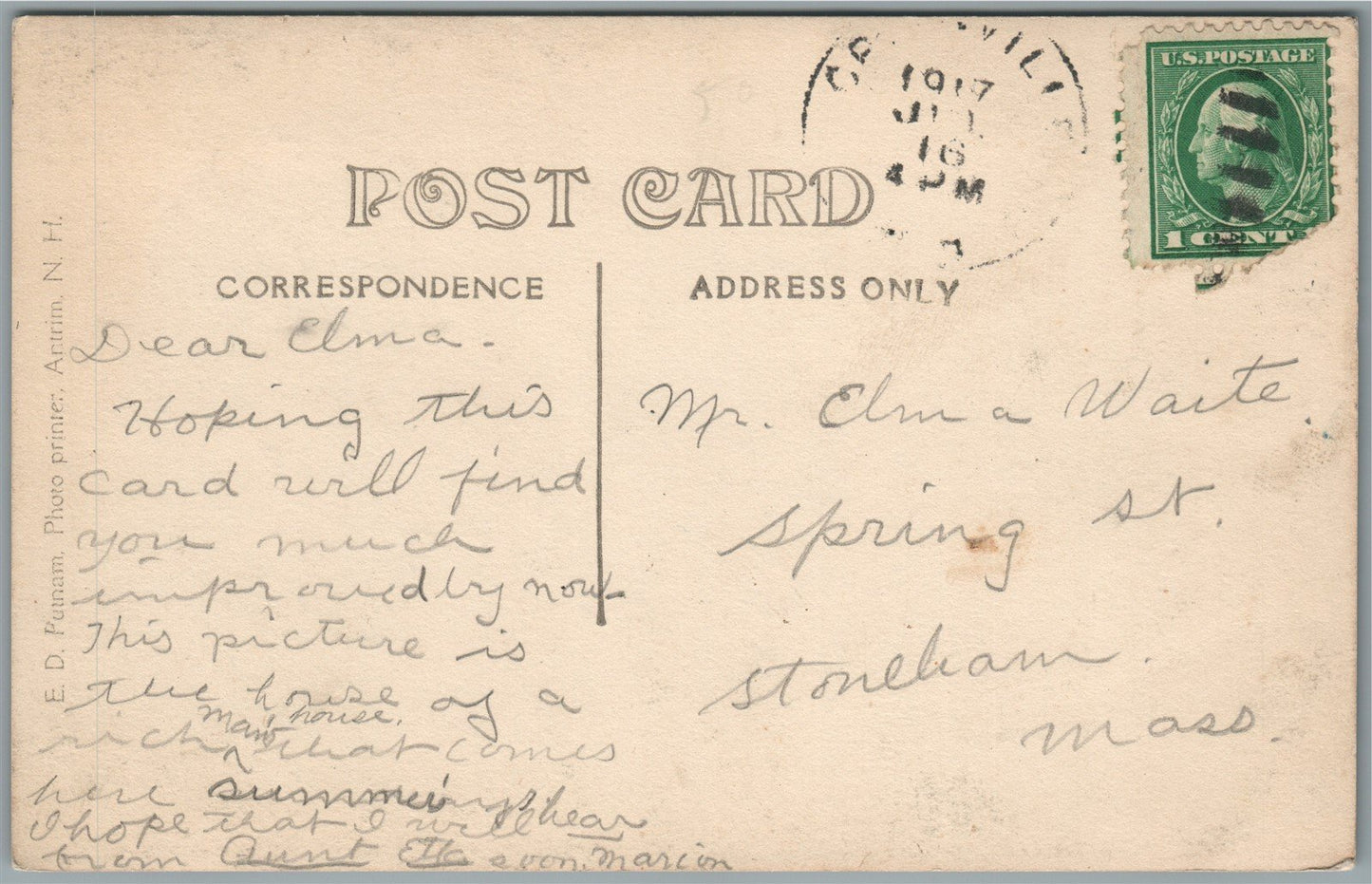 IPSWICH NH STREET SCENE ANTIQUE REAL PHOTO POSTCARD RPPC