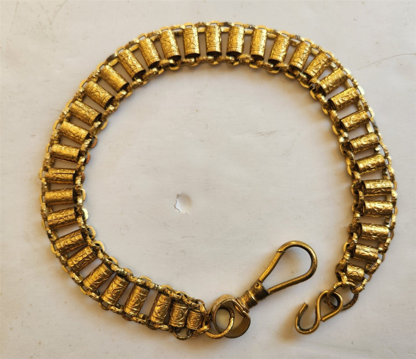 1900s ANTIQUE MASONIC UNIFORM BELT WORD HANGER GILT BRASS CHAIN 18"