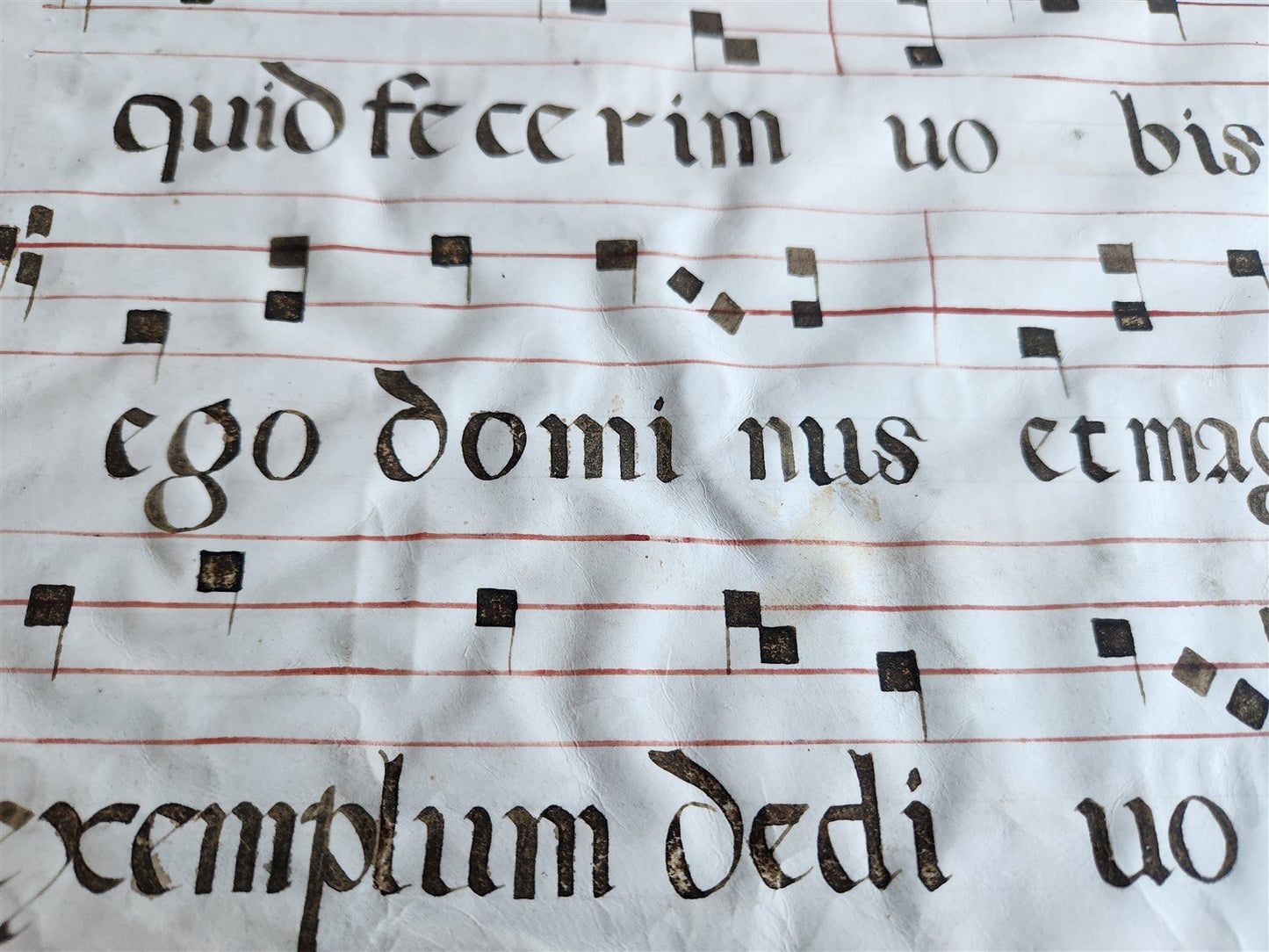 c. 17th century ANTIPHONAL MANUSCRIPT on VELLUM ANTIQUE hand writing