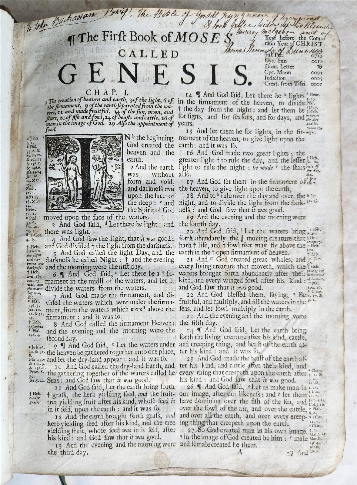 1703 BIBLE in ENGLISH antique London: Charles Bill & Executrix of Thomas Newcomb