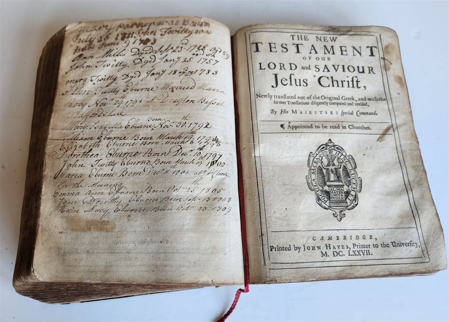 1677 BIBLE in ENGLISH antique OLD & NEW TESTAMENT Cambridge by John Hayes