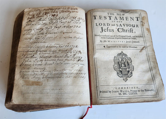 1677 BIBLE in ENGLISH antique OLD & NEW TESTAMENT Cambridge by John Hayes