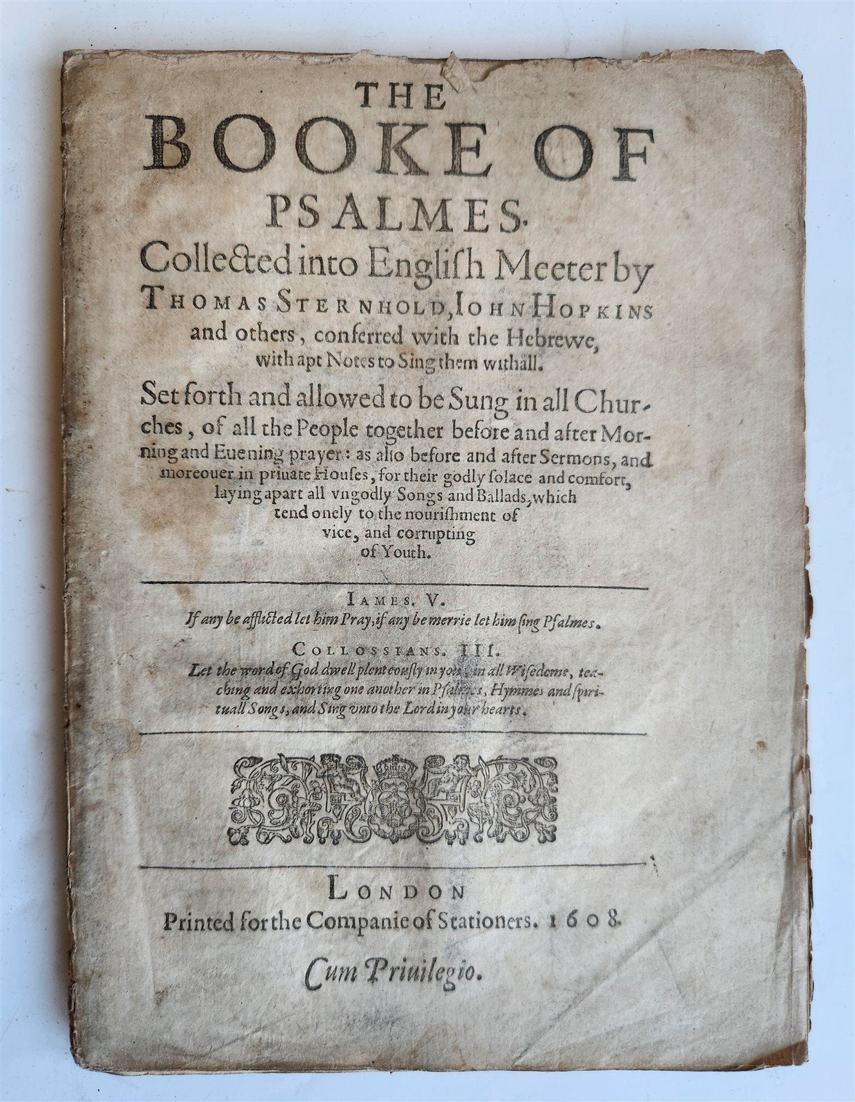 1608 BOOK of PSALMES in ENGLISH antique