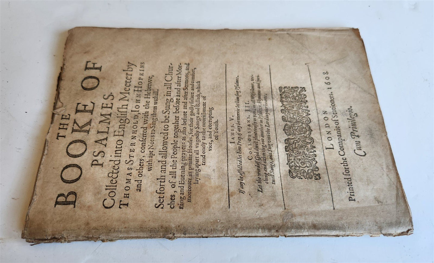 1608 BOOK of PSALMES in ENGLISH antique