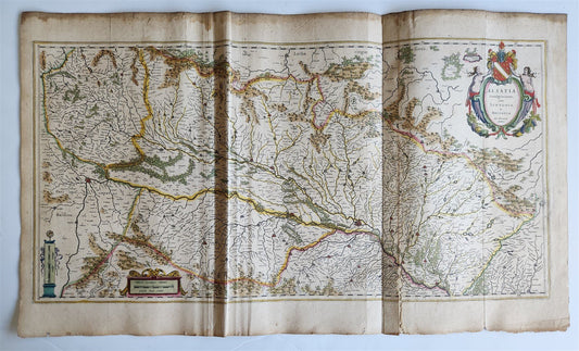 1640 ALSACE FRANCE antique MAP ALSATIA LANDGRAVIATUS