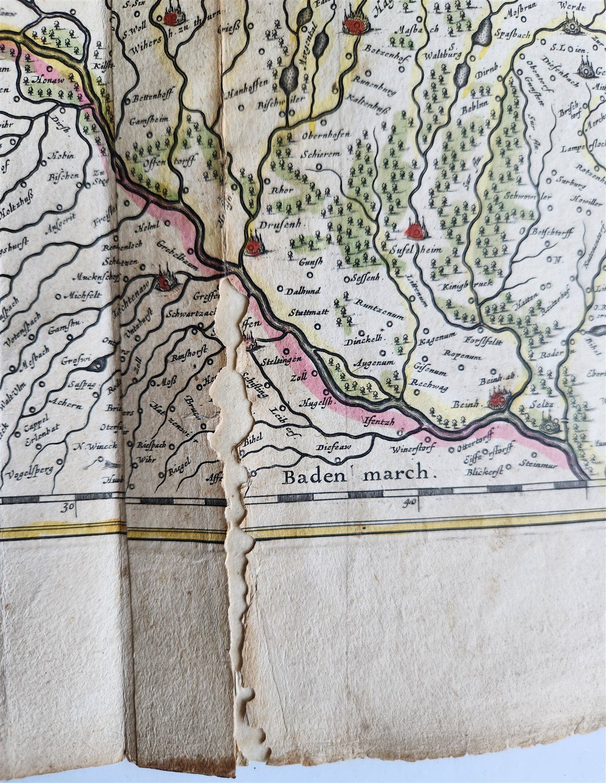 1640 ALSACE FRANCE antique MAP ALSATIA LANDGRAVIATUS