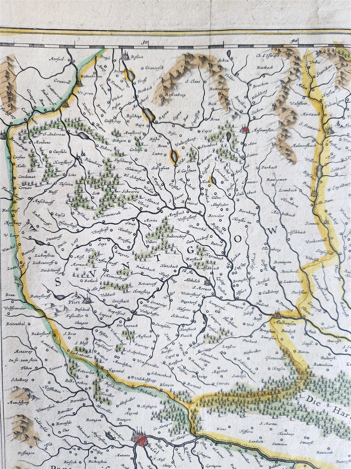 1640 ALSACE FRANCE antique MAP ALSATIA LANDGRAVIATUS