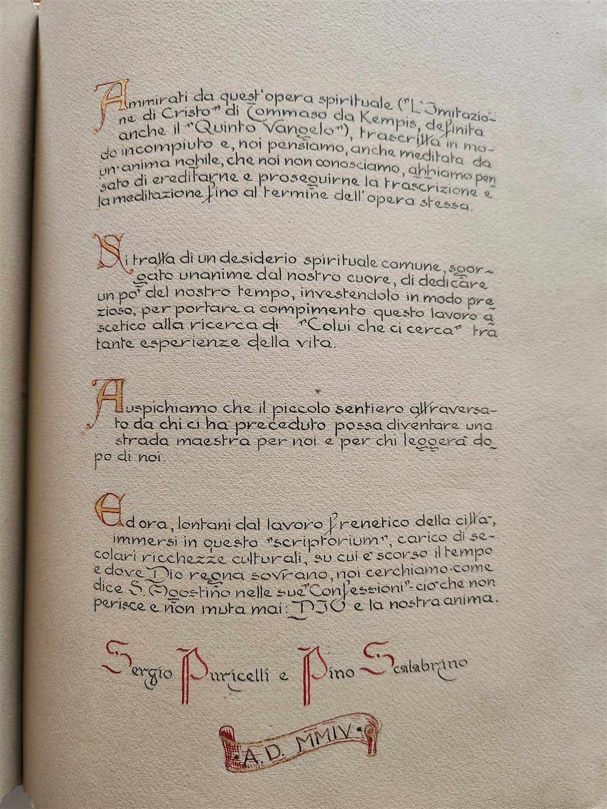 MANUSCRIPT in ITALIAN IMITATIO CHRISTI VELLUM BOUND