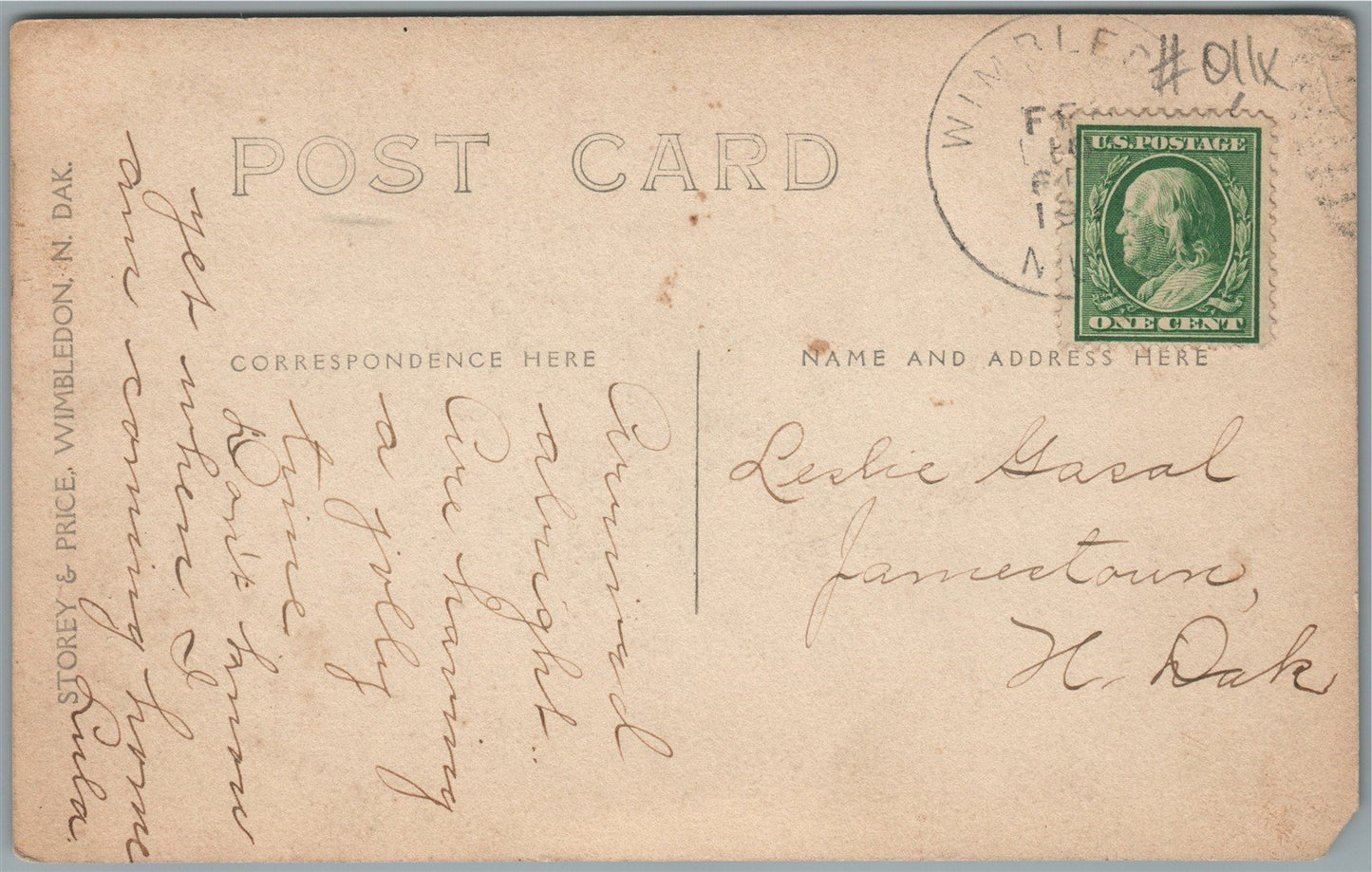 WIMBLEDON ND MAIN STREET ANTIQUE REAL PHOTO POSTCARD RPPC