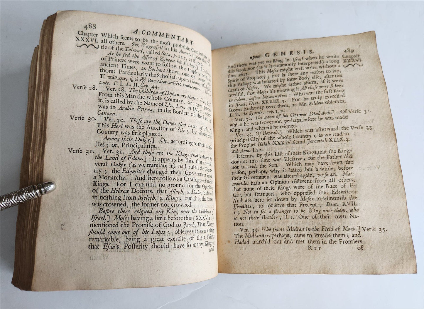 1698 Commentary Upon the First Book of Moses, Called Genesis in ENGLISH antique