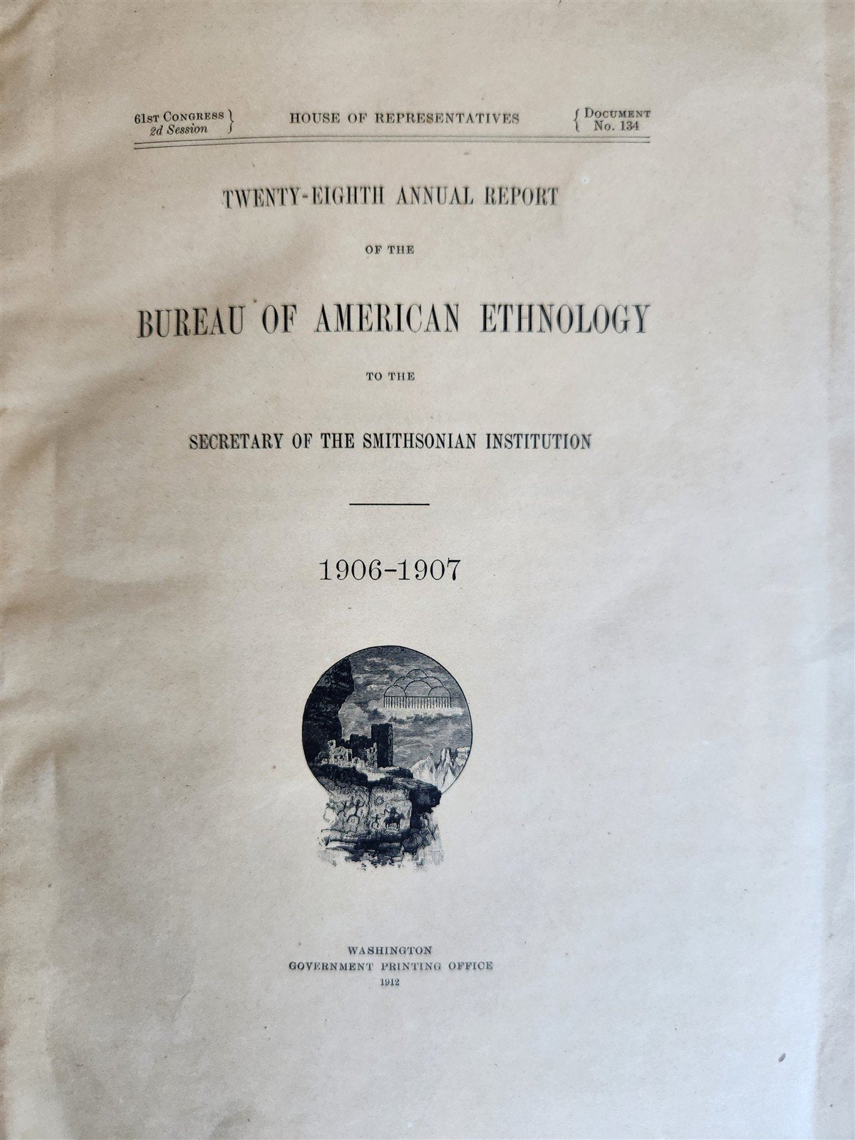 1906-1907 REPORT of the BUREAU of AMERICAN ETHNOLOGY antique ILLUSTRATED