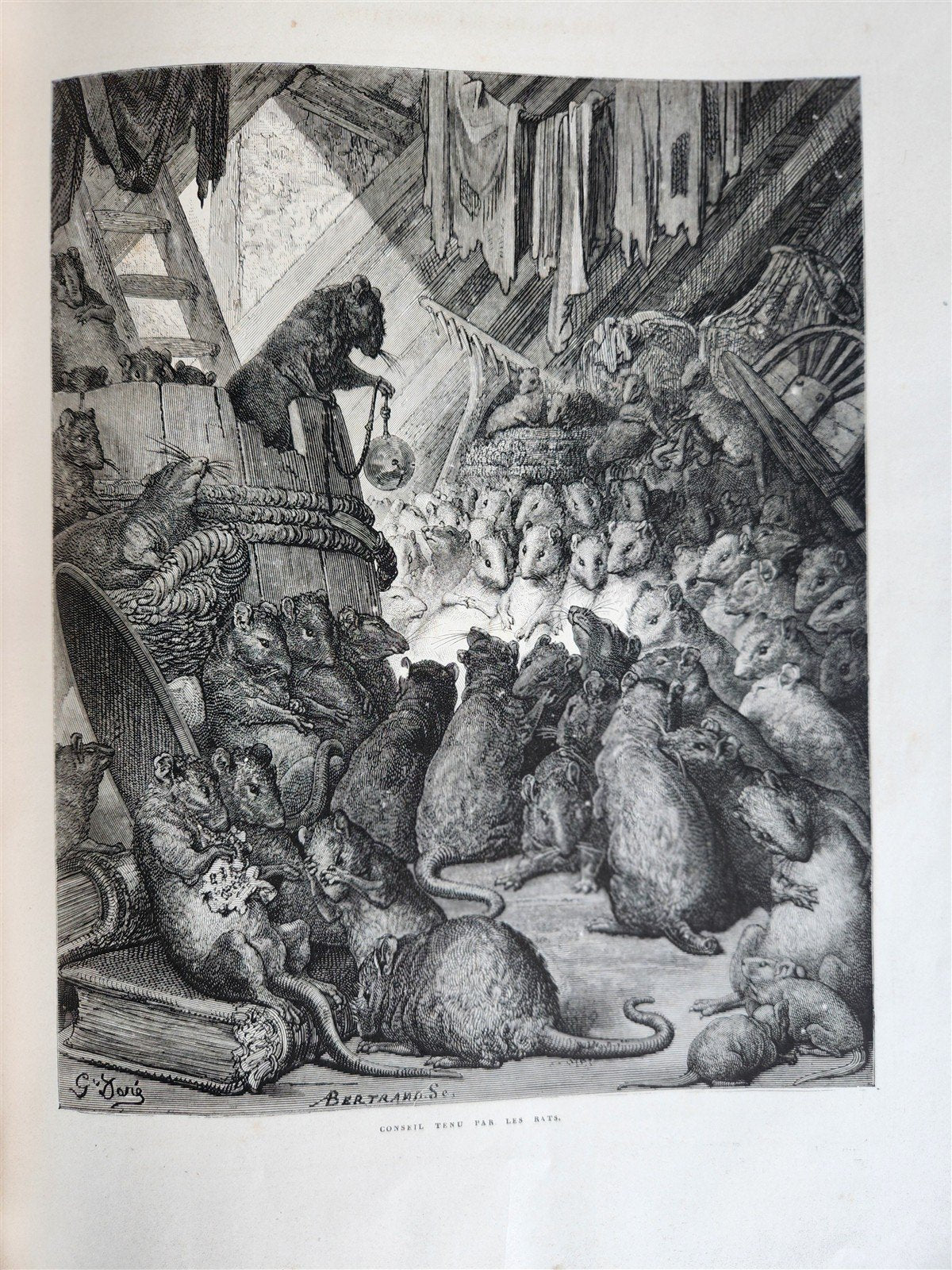 1868 FABLES by J. de LA FONTAINE illustrated by GUSTAVE DORE antique FOLIO