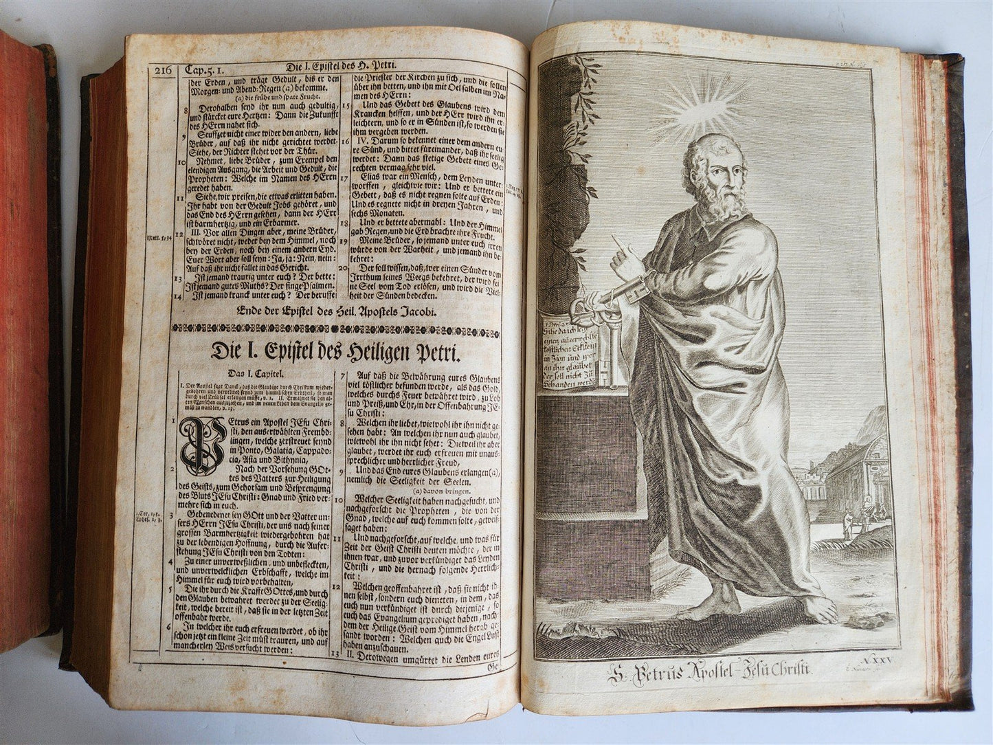 1734 BIBLE IN GERMAN ILLUSTRATED antique 2 FOLIO VOLUMES