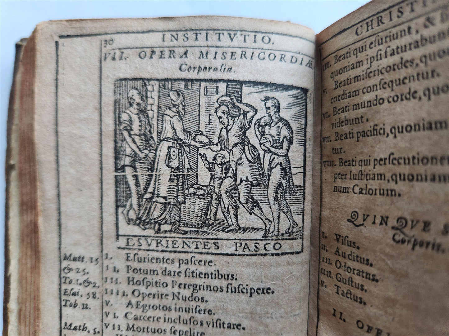 1588 THEOLOGY antique ILLUSTRATED w/ 93 WOODCUT ENGRAVINGS PIGSKIN BINDING