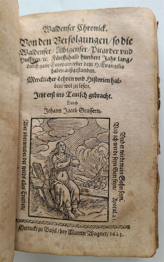 1623 WALDENSIAN CHRONICLE SWISS THEOLOGY & HISTORY antique vellum bound