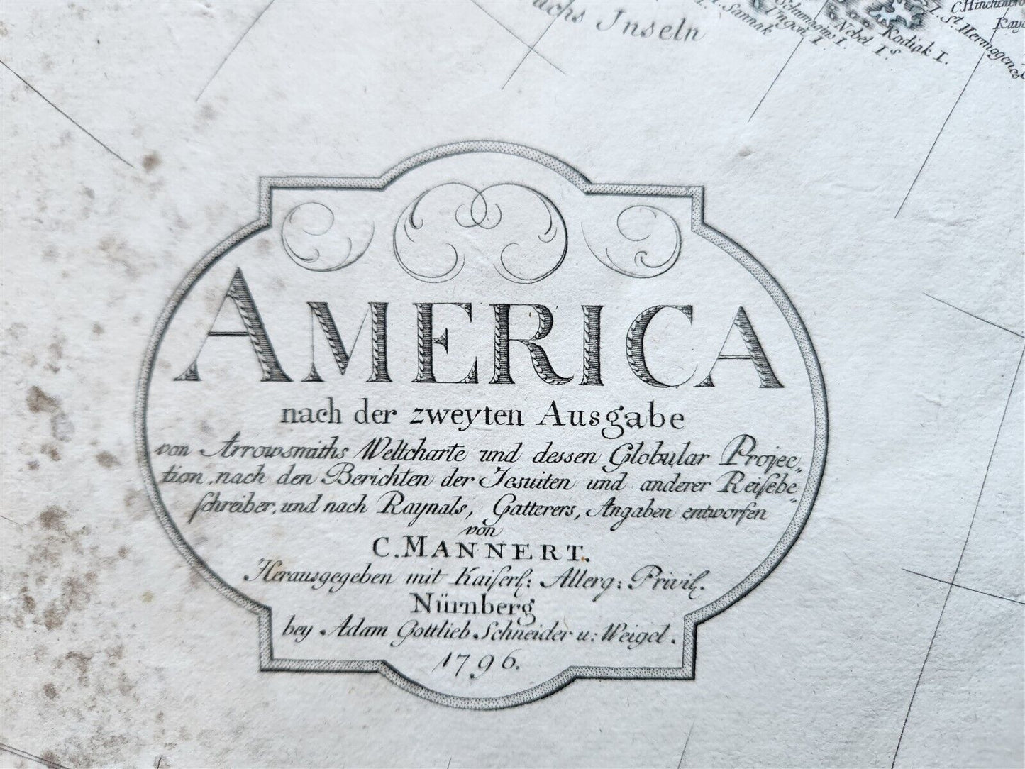 1796 MAP of NORTH AMERICA antique 21.5 by 26"