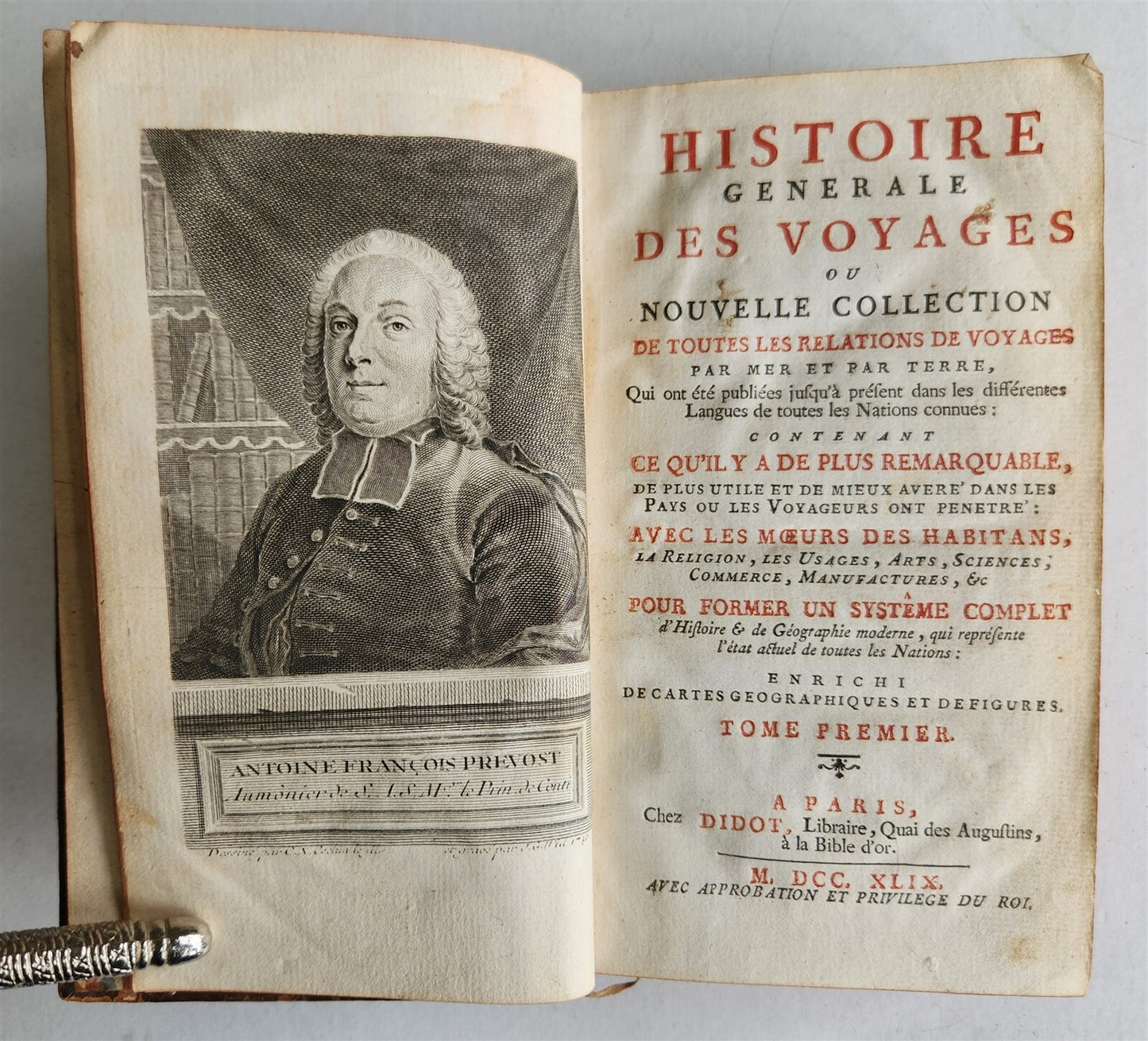 1749 HISTOIRE des VOYAGES VOL.1 antique illustrated TRAVELS to AFRICA & INDIA
