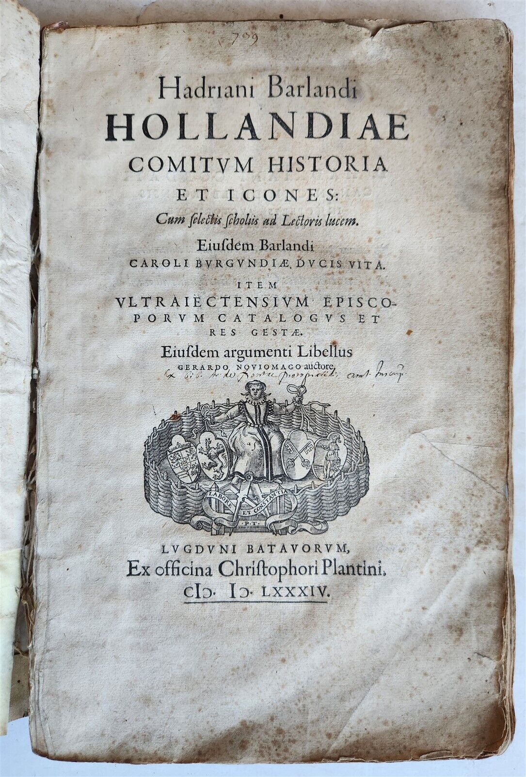 1584 HISTORY of HOLLAND antique ILLUSTRATED vellum bound Netherlands 16th CENT.