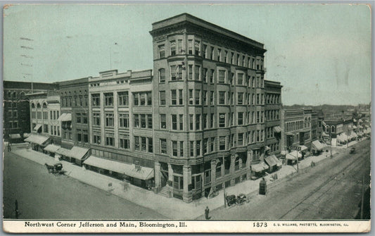 BLOOMINGTON IL CORNER FEFFERSON & MAIN ANTIQUE POSTCARD