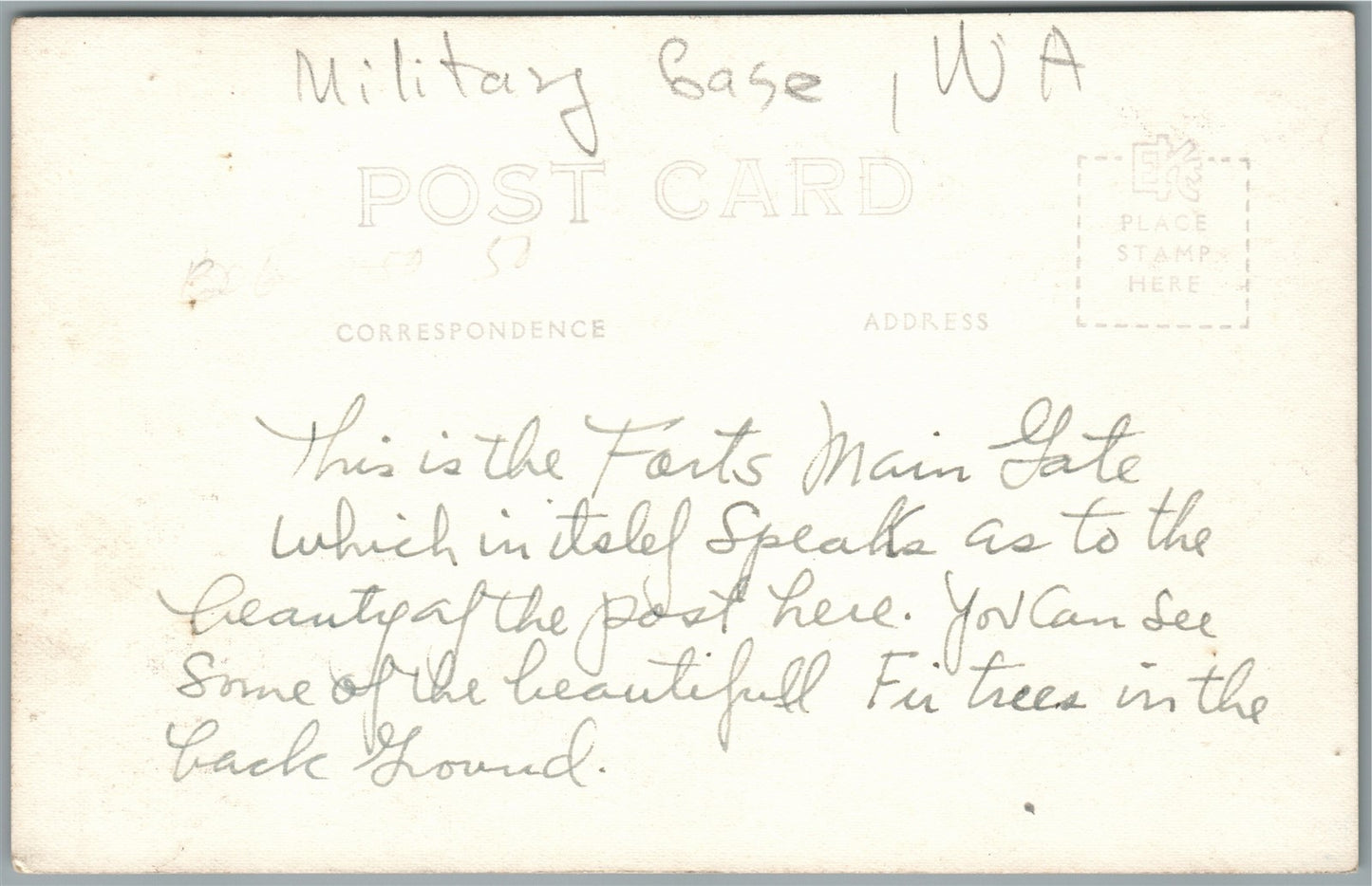 FORT LEWIS WA MILITARY BASE ENTRANCE VINTAGE REAL PHOTO POSTCARD RPPC