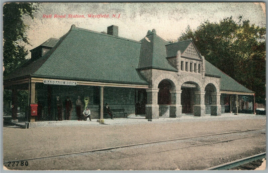 WESTFIELD NJ RAILROAD STATION RAILWAY DEPOT ANTIQUE POSTCARD