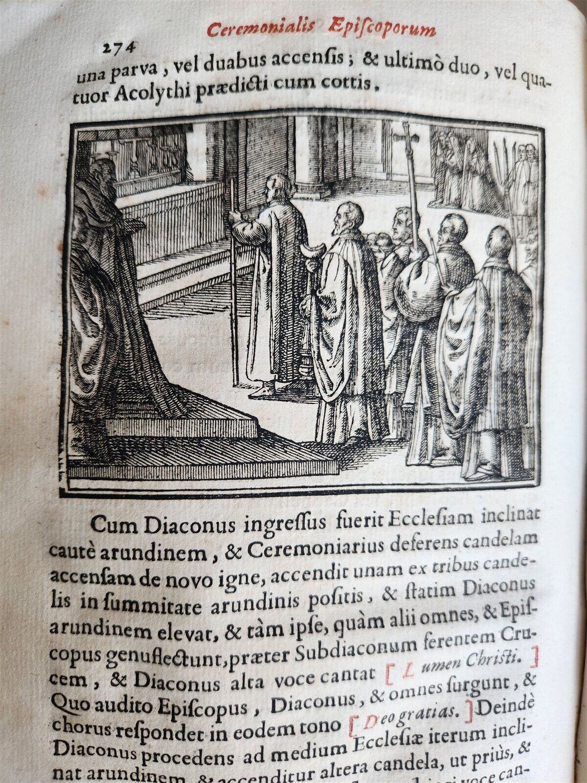 1713 CEREMONIALE EPISCOPORUM antique ILLUSTRATED VELLUM BINDING